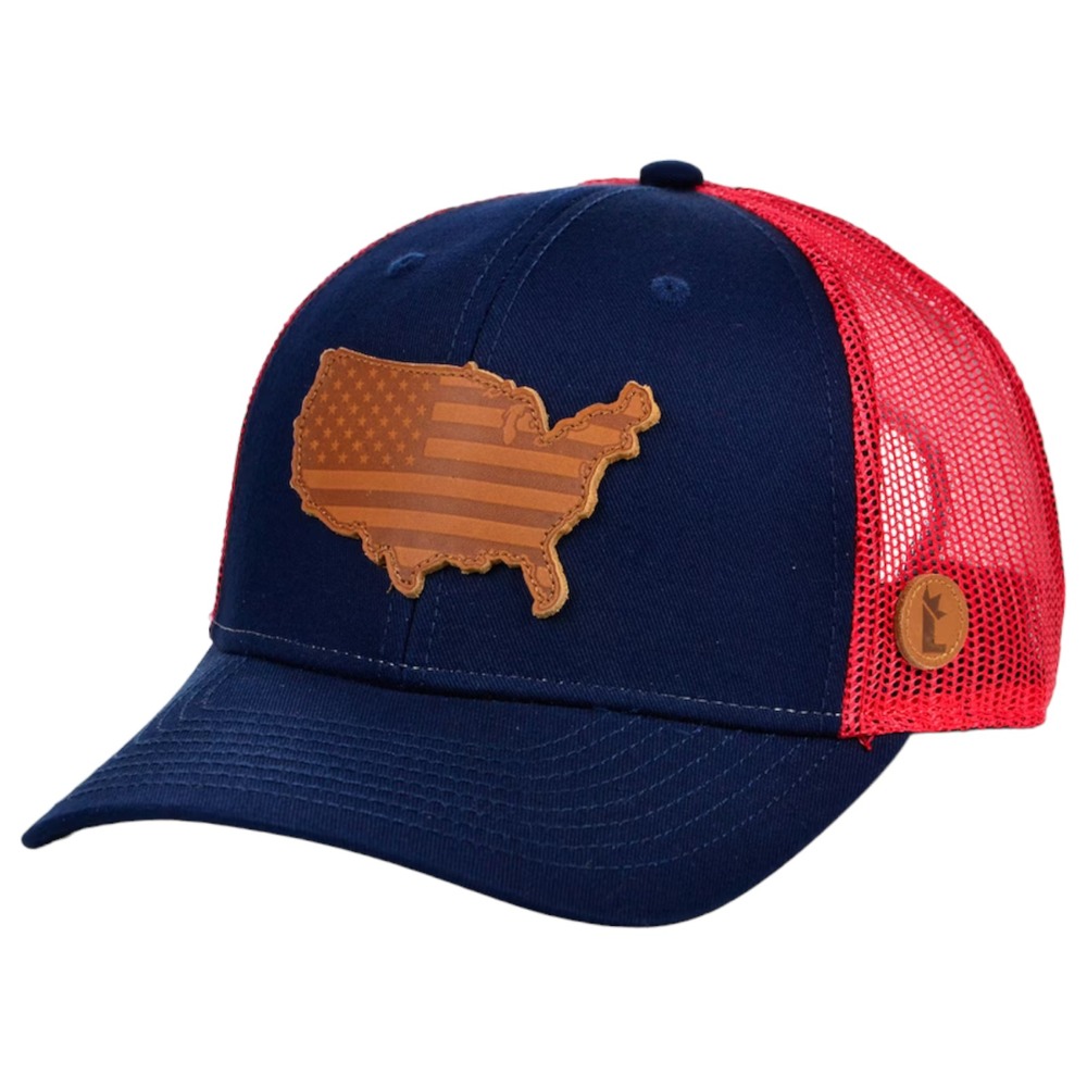 Local Crowns USA Statement Red/Navy Adjustable Snapback Trucker Cap Hat OSFM